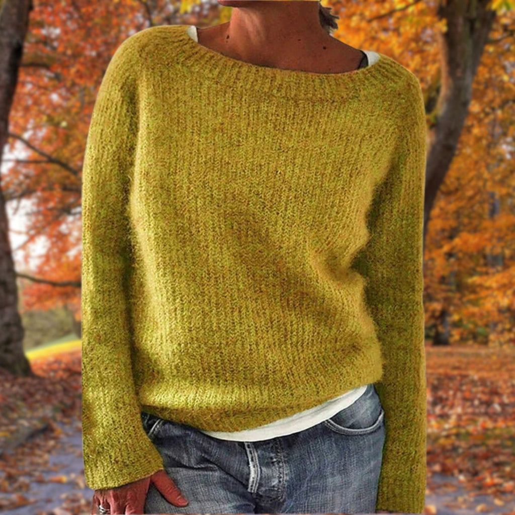 Sweter Damski | Luźny krój z dekoltem łódkowym i długim rękawem - Arkadya Outlet - Sweaters