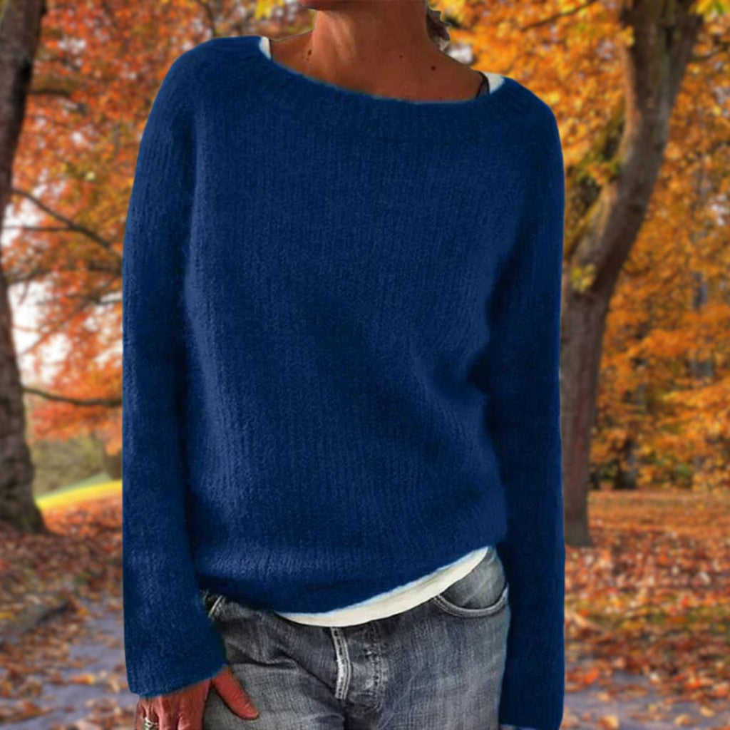 Sweter Damski | Luźny krój z dekoltem łódkowym i długim rękawem - Arkadya Outlet - Sweaters