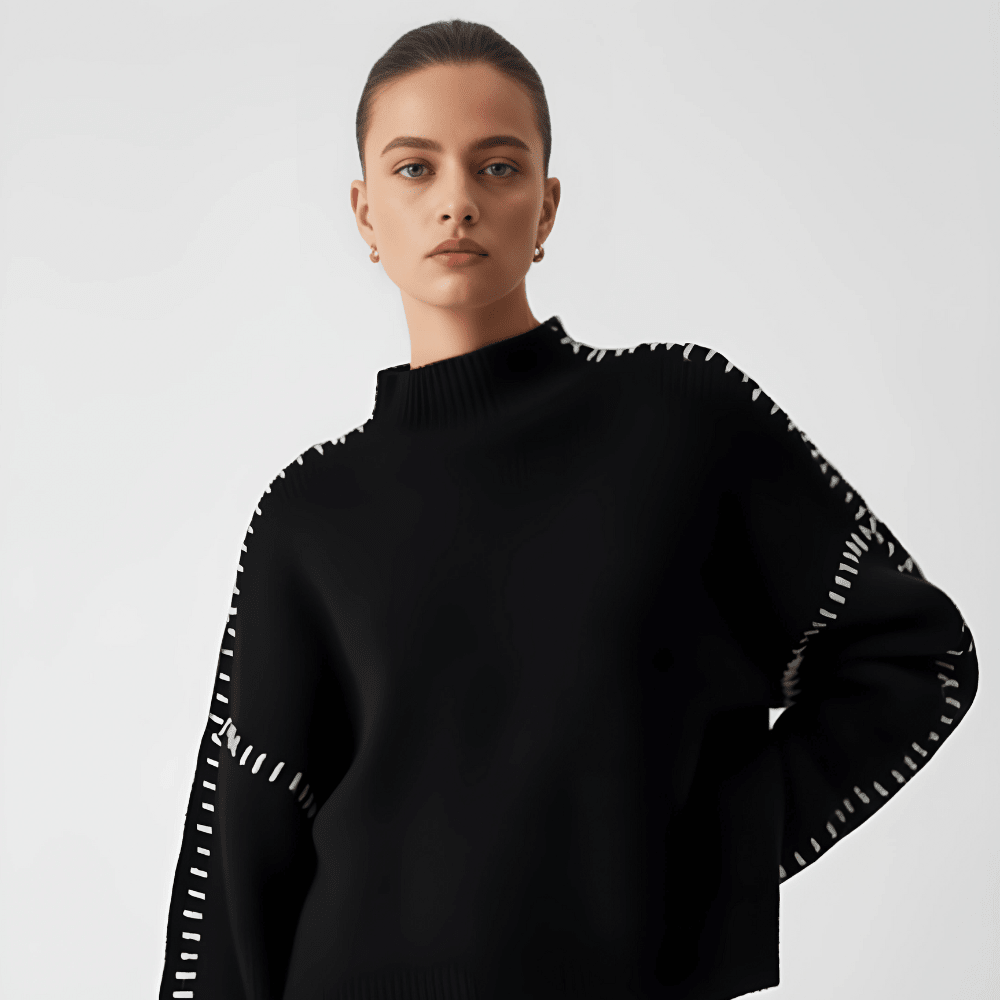 Sweter Damski | Luźny krój z detalem na rękawach - Arkadya Outlet - Sweaters