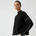 Sweter Damski | Luźny krój z detalem na rękawach - Arkadya Outlet - Sweaters