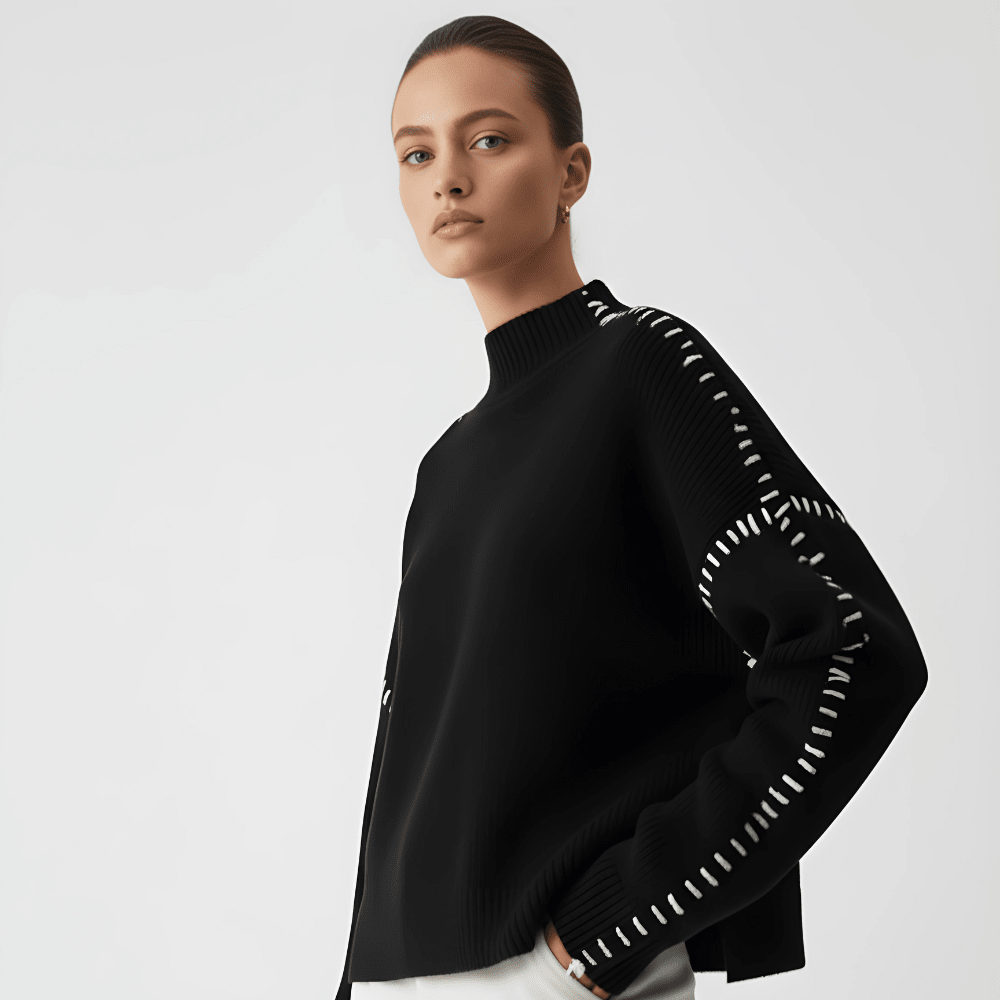Sweter Damski | Luźny krój z detalem na rękawach - Arkadya Outlet - Sweaters