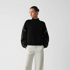 Sweter Damski | Luźny krój z detalem na rękawach - Arkadya Outlet - Sweaters