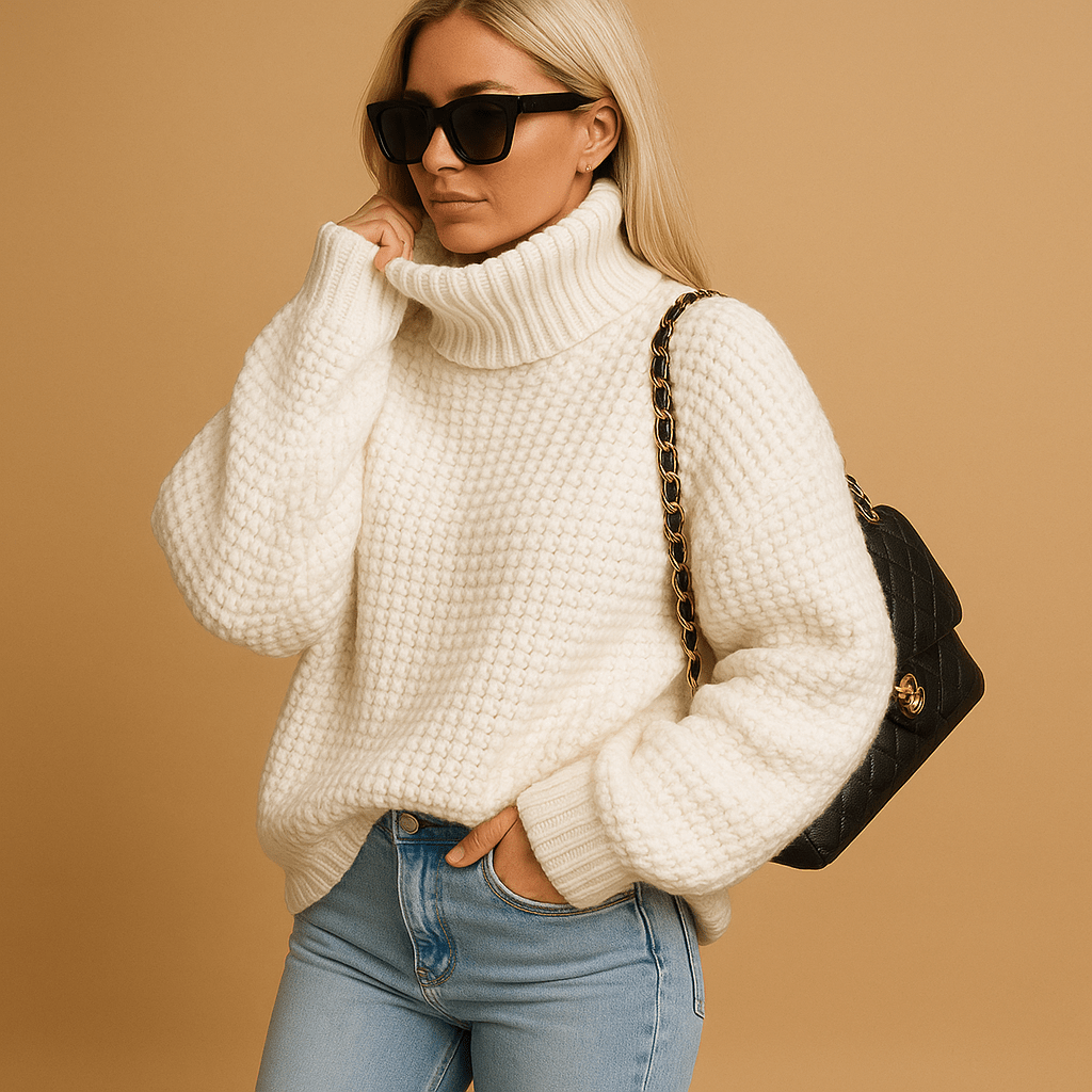 Sweter Damski | Luźny Krój z Długim Rękawem z Dzianiny - Arkadya Outlet - Sweaters