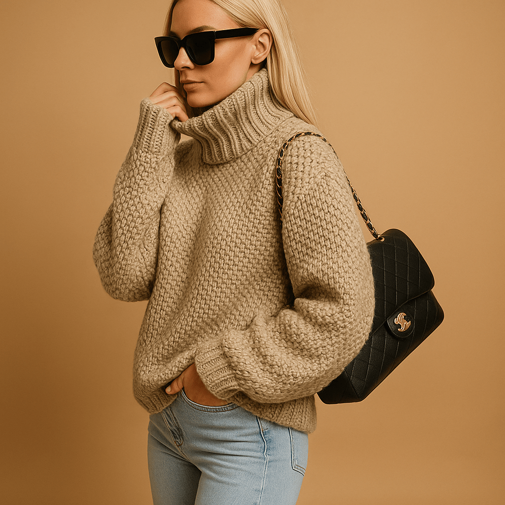 Sweter Damski | Luźny Krój z Długim Rękawem z Dzianiny - Arkadya Outlet - Sweaters
