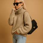 Sweter Damski | Luźny Krój z Długim Rękawem z Dzianiny - Arkadya Outlet - Sweaters