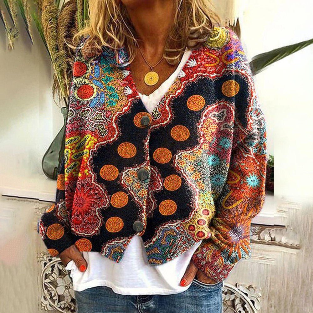 Sweter Damski | Luźny krój z etnicznymi wzorami - Arkadya Outlet - Sweaters