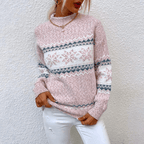 Sweter Damski | Luźny Krój z Okrągłym Dekoltem i Prążkowanymi - Arkadya Outlet - Sweaters