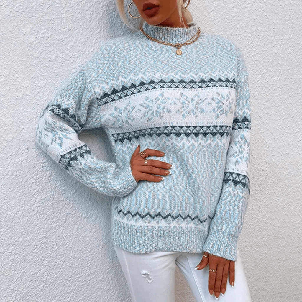 Sweter Damski | Luźny Krój z Okrągłym Dekoltem i Prążkowanymi - Arkadya Outlet - Sweaters