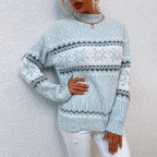 Sweter Damski | Luźny Krój z Okrągłym Dekoltem i Prążkowanymi - Arkadya Outlet - Sweaters