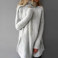 Sweter Damski | Luźny krój z opadającym kołnierzem i wydłużonym dołem - Arkadya Outlet - Sweaters