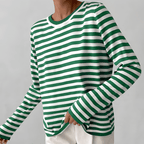 Sweter Damski | Luźny krój z poziomymi paskami i ściągaczami - Arkadya Outlet - Sweaters