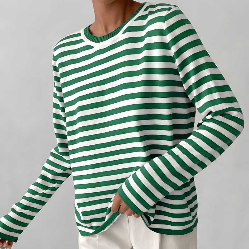 Sweter Damski | Luźny krój z poziomymi paskami i ściągaczami - Arkadya Outlet - Sweaters