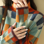 Sweter Damski | Luźny krój z wysokim kołnierzem i żebrowanymi - Arkadya Outlet - Sweaters