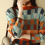 Sweter Damski | Luźny krój z wysokim kołnierzem i żebrowanymi - Arkadya Outlet - Sweaters