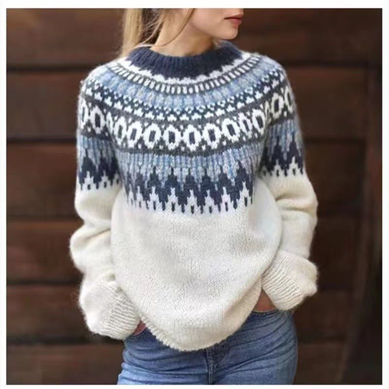 Sweter Damski | Okrągły Dekolt i Długi Rękaw na Co Dzień - Arkadya Outlet - Sweaters
