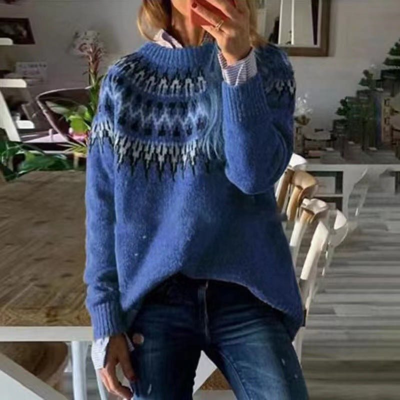 Sweter Damski | Okrągły Dekolt i Długi Rękaw na Co Dzień - Arkadya Outlet - Sweaters