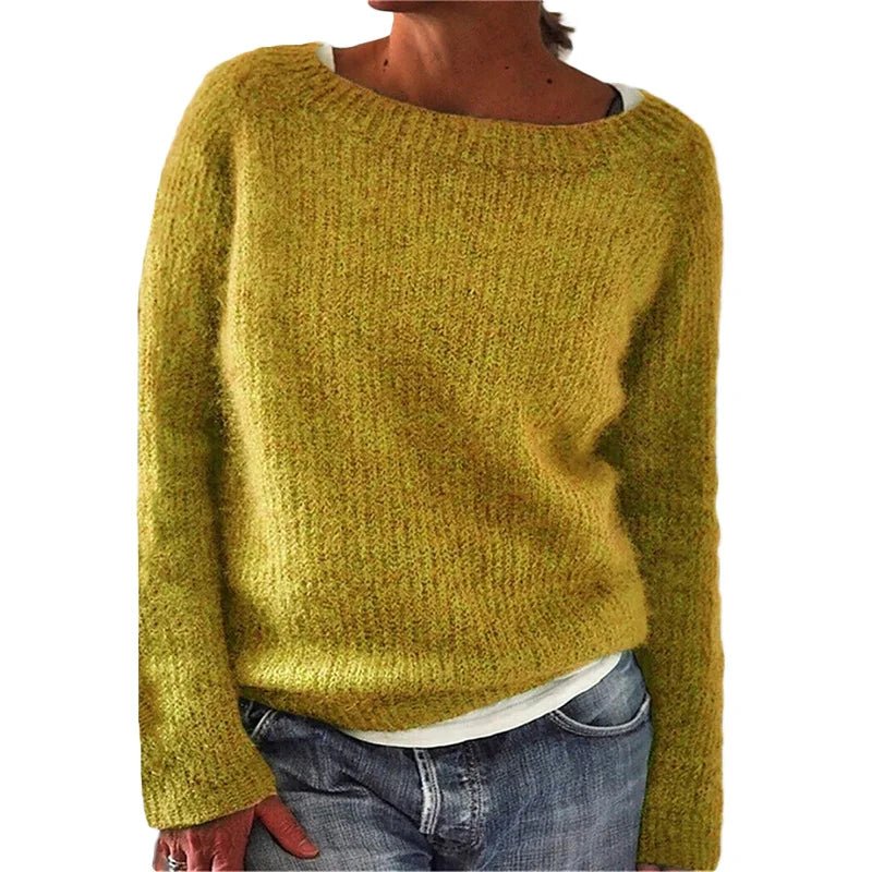 Sweter Damski | Okrągły Dekolt i Długi Rękaw na Sezon Zimowy - Arkadya Outlet - Sweaters