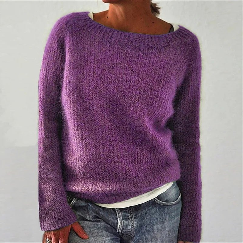 Sweter Damski | Okrągły Dekolt i Długi Rękaw na Sezon Zimowy - Arkadya Outlet - Sweaters