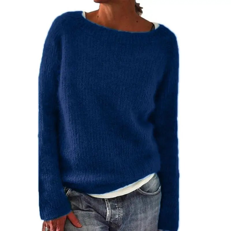 Sweter Damski | Okrągły Dekolt i Długi Rękaw na Sezon Zimowy - Arkadya Outlet - Sweaters