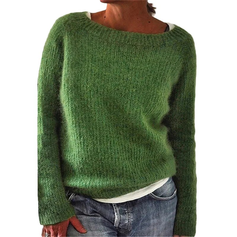 Sweter Damski | Okrągły Dekolt i Długi Rękaw na Sezon Zimowy - Arkadya Outlet - Sweaters