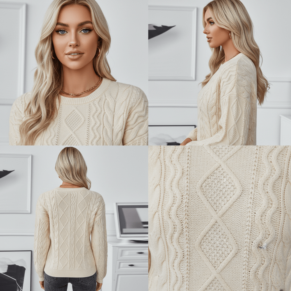 Sweter damski oversize z długim rękawem – luźny krój, zakładany przez głowę - Arkadya Outlet - Women Sweater