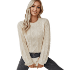 Sweter damski oversize z długim rękawem – luźny krój, zakładany przez głowę - Arkadya Outlet - Women Sweater