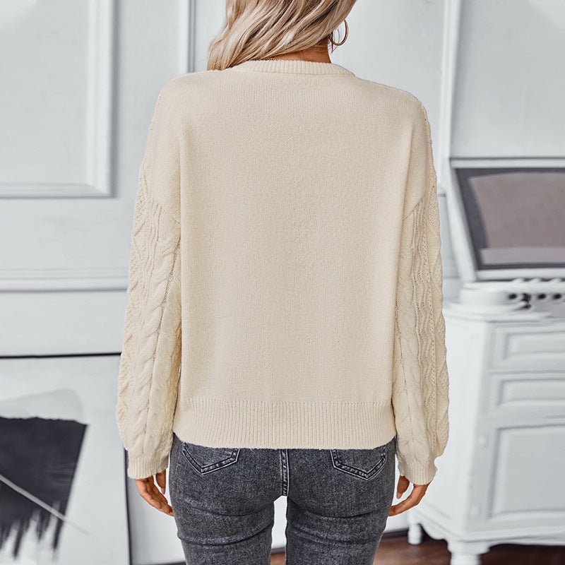 Sweter damski oversize z długim rękawem – luźny krój, zakładany przez głowę - Arkadya Outlet - Women Sweater