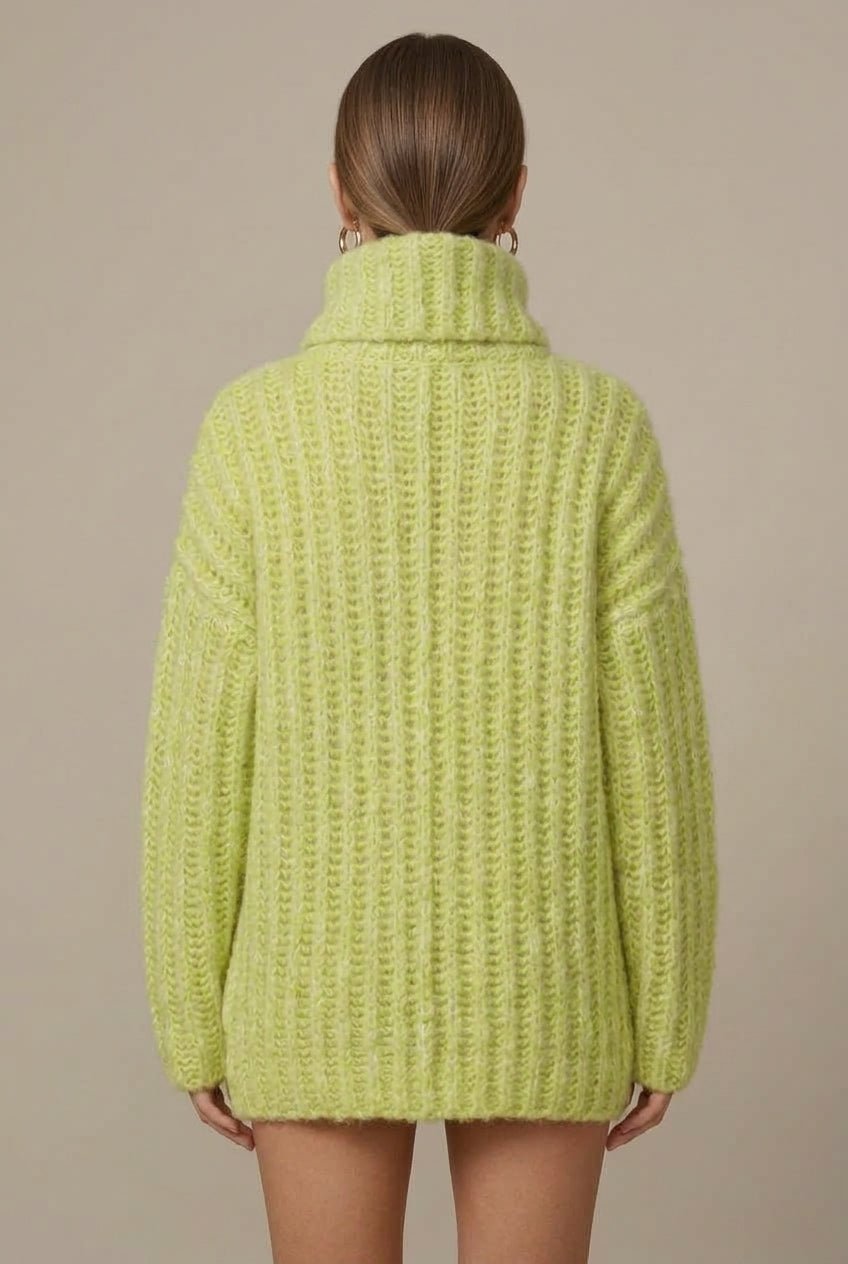 Sweter Damski | Oversize z Golfem i Balonowymi Rękawami - Arkadya Outlet - Sweaters