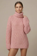 Sweter Damski | Oversize z Golfem i Balonowymi Rękawami - Arkadya Outlet - Sweaters
