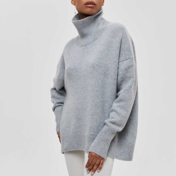Sweter Damski | Oversize z Golfem i Prążkowanymi Mankietami - Arkadya Outlet - Sweaters