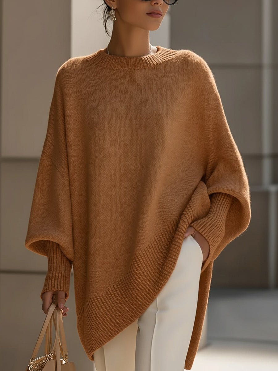 Sweter Damski | Oversize z Rękawami Balonowymi i Prążkowanymi - Arkadya Outlet - Sweaters
