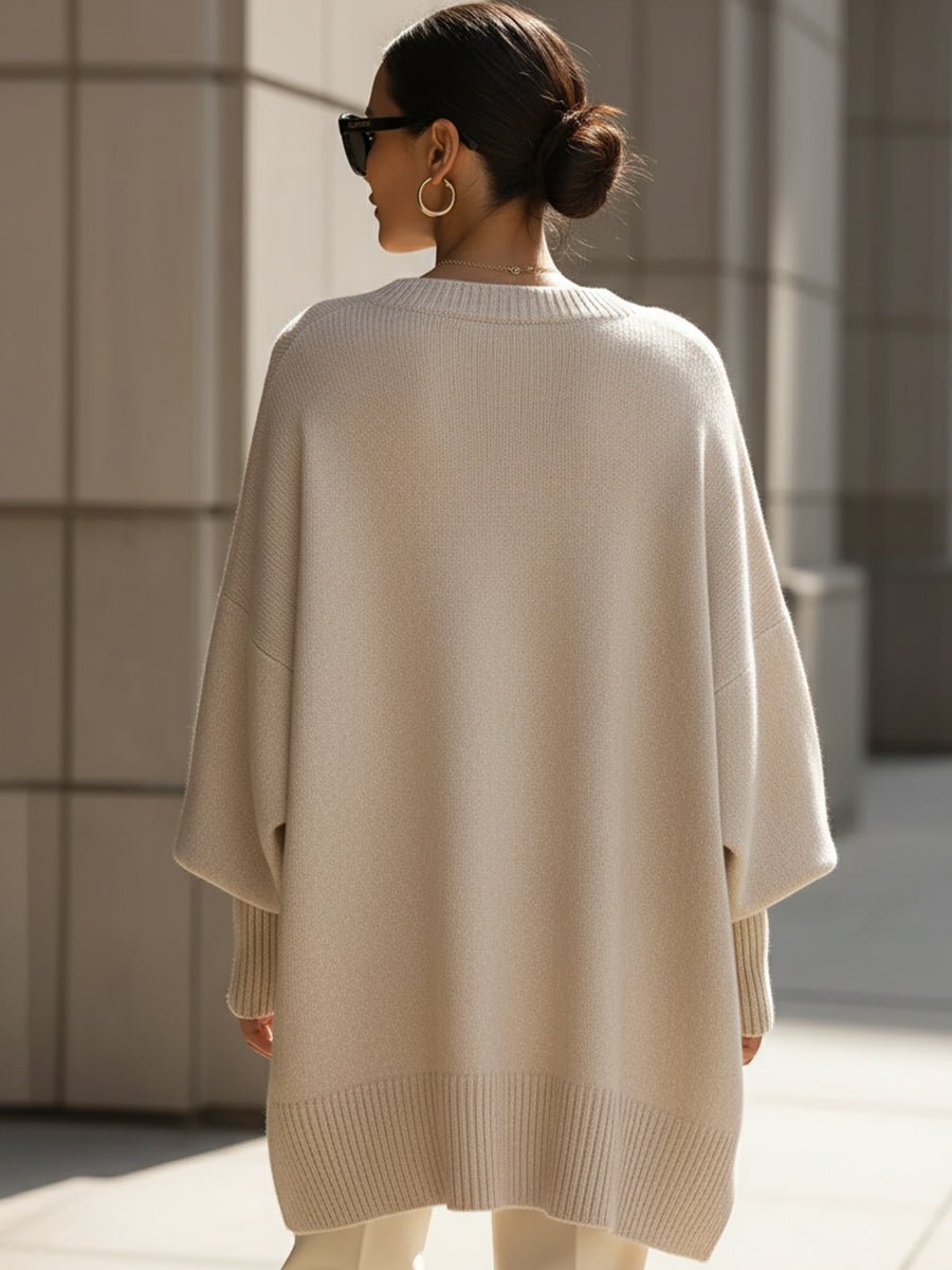 Sweter Damski | Oversize z Rękawami Balonowymi i Prążkowanymi - Arkadya Outlet - Sweaters