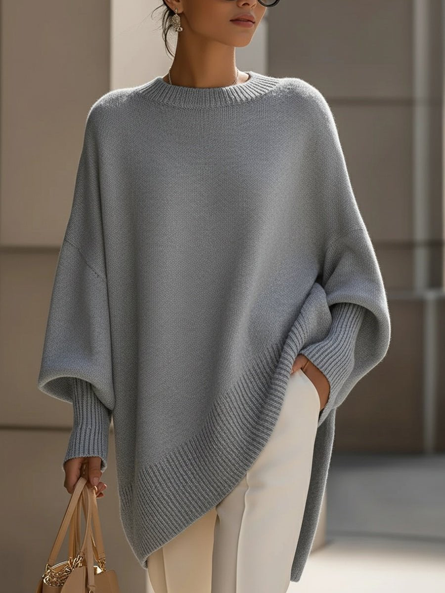Sweter Damski | Oversize z Rękawami Balonowymi i Prążkowanymi - Arkadya Outlet - Sweaters