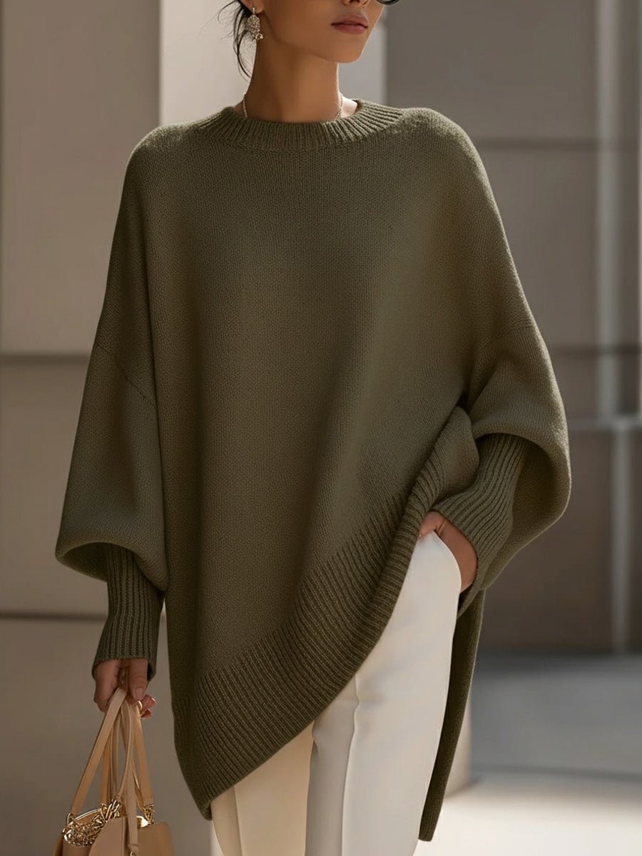 Sweter Damski | Oversize z Rękawami Balonowymi i Prążkowanymi - Arkadya Outlet - Sweaters