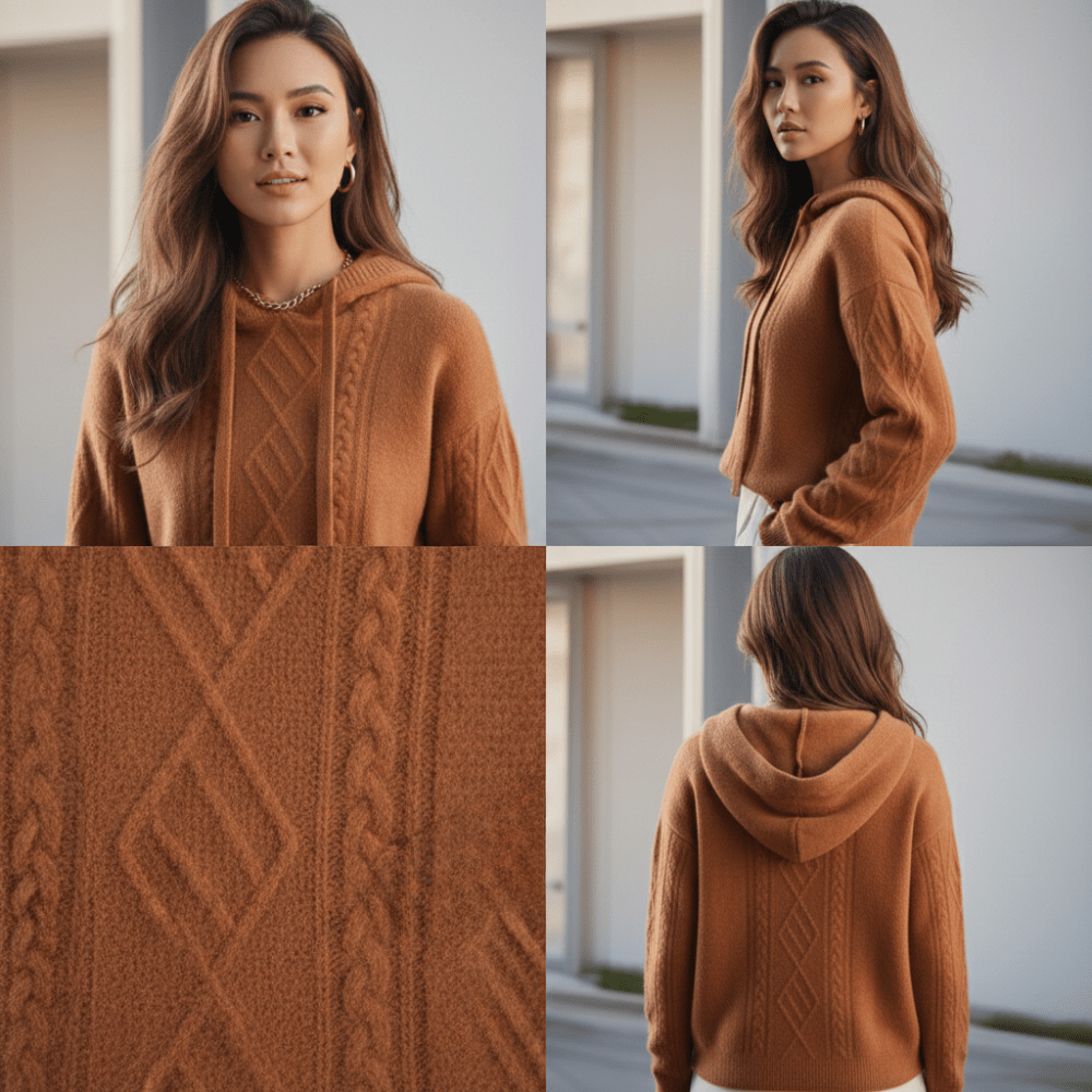 Sweter damski oversize zakładany przez głowę – luźny krój, długi rękaw - Arkadya Outlet - Women Sweater