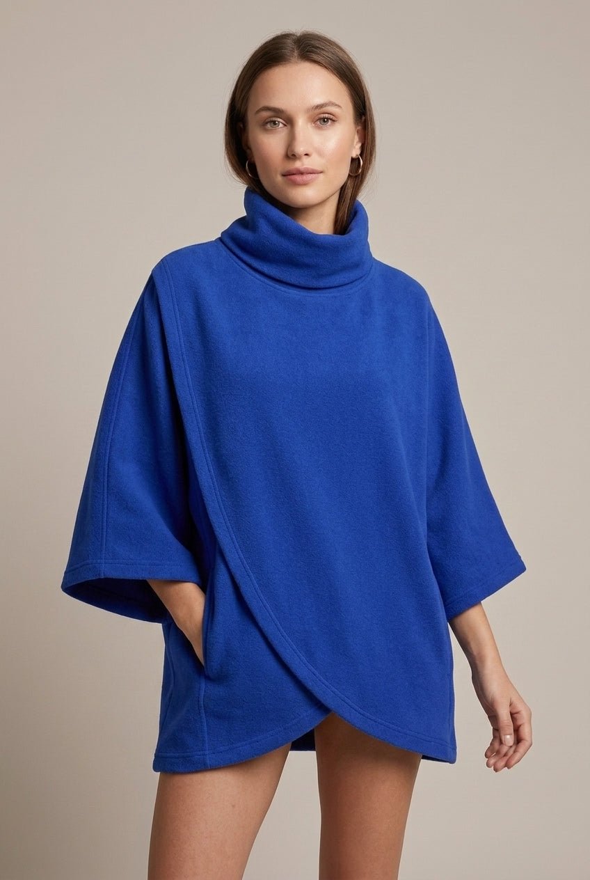 Sweter Damski | Oversizowy krój z golfem i rękawem trzy czwarte - Arkadya Outlet - Sweaters