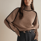 Sweter Damski | Prążkowany Golf z Długim Rękawem - Arkadya Outlet - Sweaters