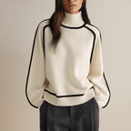 Sweter Damski | Prążkowany Golf z Długim Rękawem - Arkadya Outlet - Sweaters