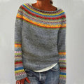 Sweter Damski | Wzór Nordycki i Krój Relaxed Fit - Arkadya Outlet - Sweaters