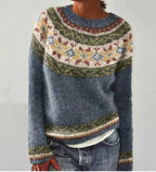 Sweter Damski | Wzór Nordycki i Krój Relaxed Fit - Arkadya Outlet - Sweaters