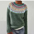 Sweter Damski | Wzór Nordycki i Krój Relaxed Fit - Arkadya Outlet - Sweaters