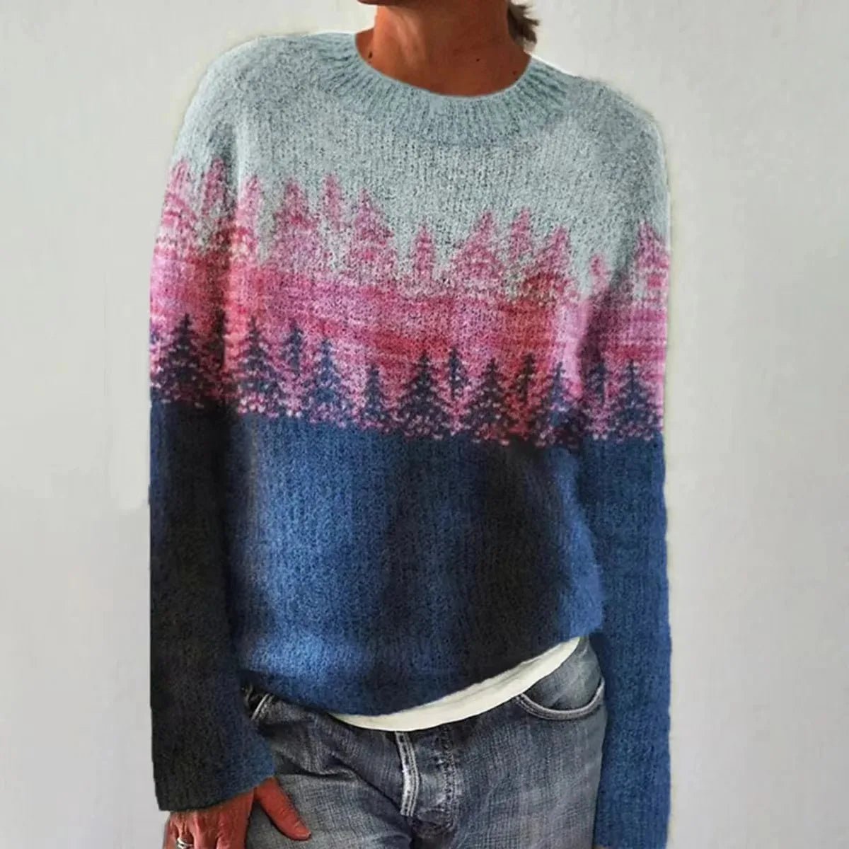 Sweter Damski | Wzór Nordycki i Krój Relaxed Fit - Arkadya Outlet - Sweaters