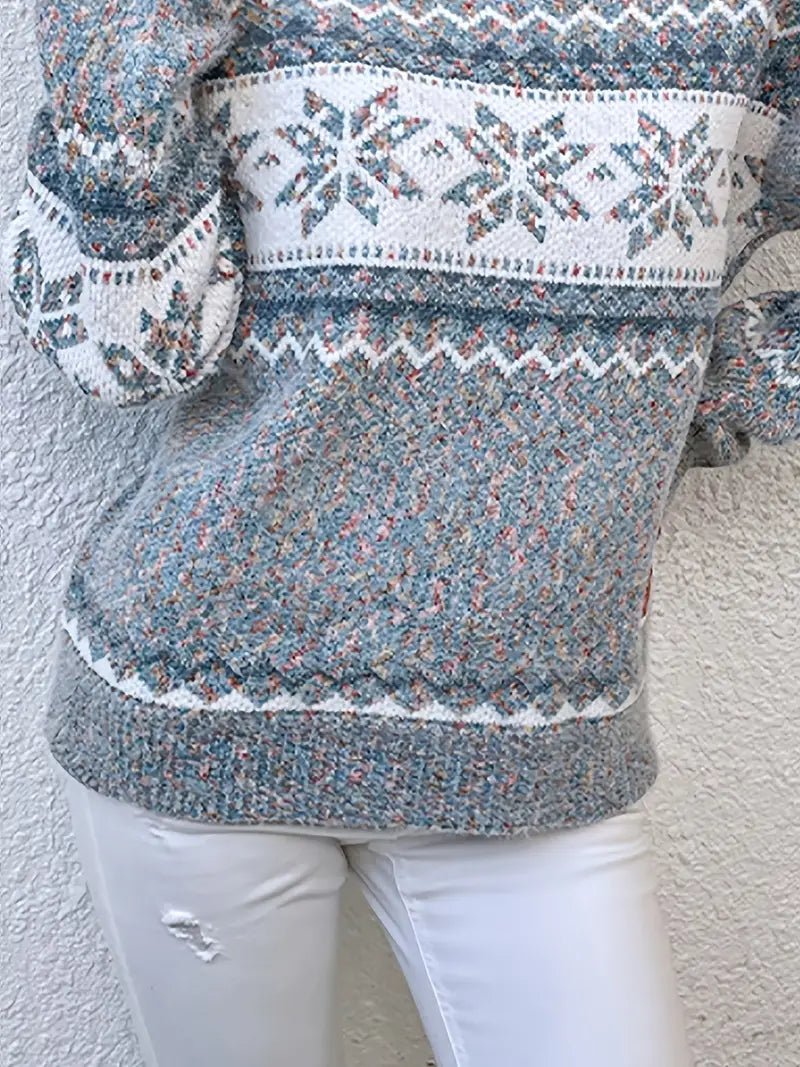 Sweter Damski | Wzór żakardowy z luźnym krojem i ściągaczami - Arkadya Outlet - Sweaters