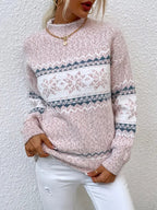 Sweter Damski | Wzór żakardowy z luźnym krojem i ściągaczami - Arkadya Outlet - Sweaters