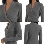 Sweter damski z dekoltem kopertowym - Arkadya Outlet - Women Top