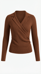 Sweter damski z dekoltem kopertowym - Arkadya Outlet - Women Top