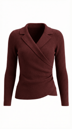 Sweter damski z dekoltem kopertowym - Arkadya Outlet - Women Top