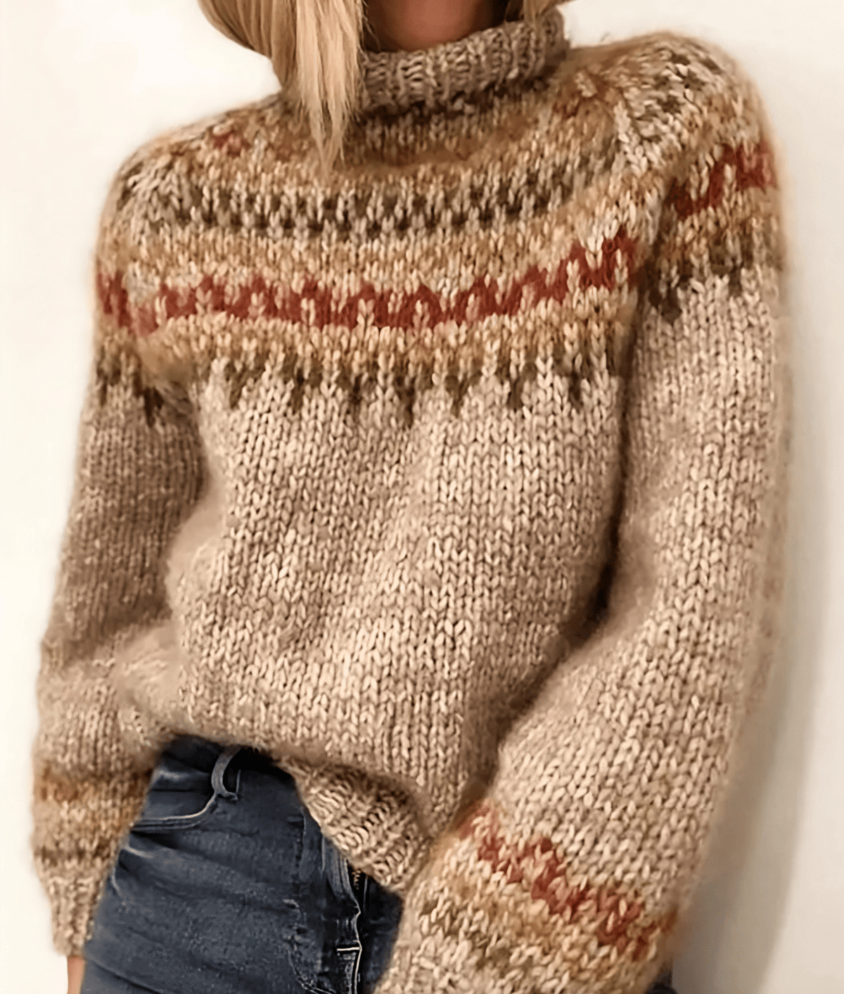 Sweter Damski z Golfem | Długi Rękaw i Dzianinowa Konstrukcja - Arkadya Outlet - Sweaters