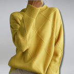 Sweter Damski z Golfem | Dopasowany Krój z Prążkowaną Dzianin - Arkadya Outlet - Sweaters