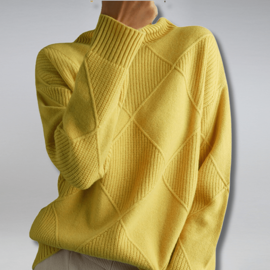Sweter Damski z Golfem | Dopasowany Krój z Prążkowaną Dzianin - Arkadya Outlet - Sweaters